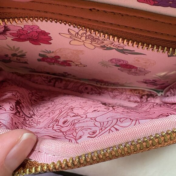 Loungefly Disney Princess Characters Autumn Fall Floral Mini Backpack Cream Pink - Picture 9 of 10